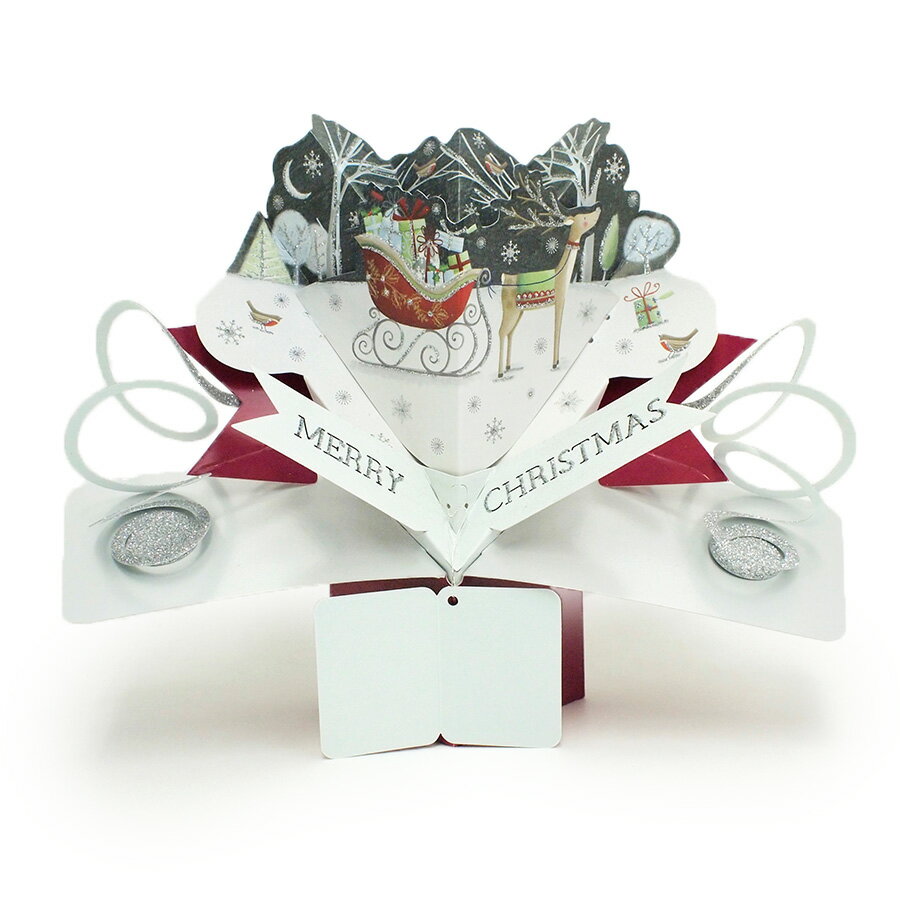 【楽天スーパーSALE対象商品】セカンドネイチャー SECOND NATURE ポップアップカード レインディア&スレイ トナカイ&ソリ クリスマス ホワイト ...