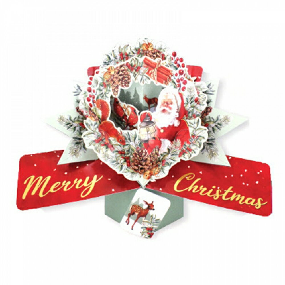 セカンドネイチャー SECOND NATURE ポップアップカード クリスマスカード リース ウィズ サンタ XPOP069 クリスマス サンタクロース 3D メッセージカード イベント