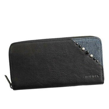 ディーゼル DIESEL X05256 P1559 H3820 KEEPLER 24 ZIP ラウンドファスナー長財布 BLACK/BLUE DENIM ブラック+ブルー系デニム