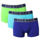 ディーゼル DIESEL ボクサーパンツ 3点セット 00SAB2 0BATB E4064 UNDERWEAR 3パック パンツ インナー メンズ 下着 アンダーウェア グリーン＋ライトブルー＋ブルー