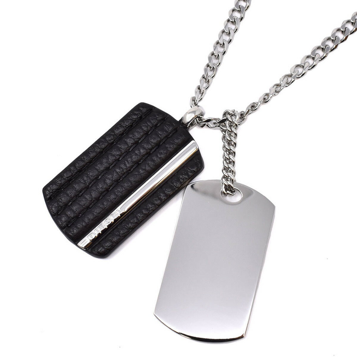 ディーゼル DIESEL ネックレス DX1040040 DOUBLE DOG TAG ダブルドッグタグ ペンダント メンズ アクセサリー シルバー＋ブラック