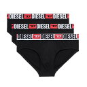 ディーゼル DIESEL ブリーフ ビキニ コットン ロゴ 3枚組 セット 男性用 下着 00SH050DDAI E3784 メンズ ブラック+ホワイト