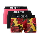 ディーゼル DIESEL ボクサーパンツ 前閉じ 無地 ロゴ コットン 3枚組 セット 男性用 0ST3V0CBDX E7039 メンズ ピンク+イエロー