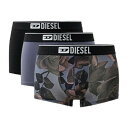 ディーゼル DIESEL ボクサーパンツ 前閉じ 無地 ロゴ コットン 3枚組 セット 男性用 0ST3V0CBDX E7040 メンズ ブルー+グレー
