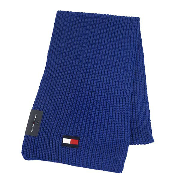 トミーヒルフィガー マフラー メンズ トミーヒルフィガー TOMMY HILFIGER マフラー H8C83203 KNIT LOGO SCARF ロゴ刺繍 ニット ロング スカーフ 400 BLUE 青 ブルー