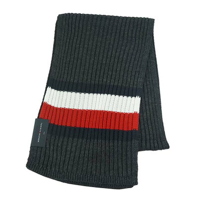 トミーヒルフィガー TOMMY HILFIGER マフラー H8C83248 GLOBAL STRIPE RIB SCARF グローバル ストライプ リブ スカーフ 060 GREY 灰 グレー