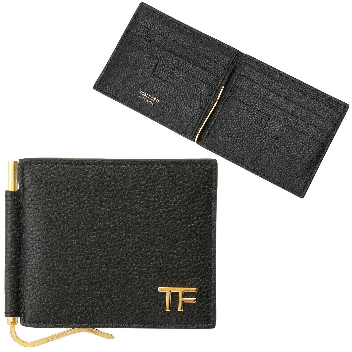 トムフォード TOM FORD 財布 カードケース マネークリップ 小銭入れ無し YT231 LCL158G 1N001 bwtd00041m SOFT GRAIN LEATHER T LINE MONEY CLIP WALLET BLACK ブラック