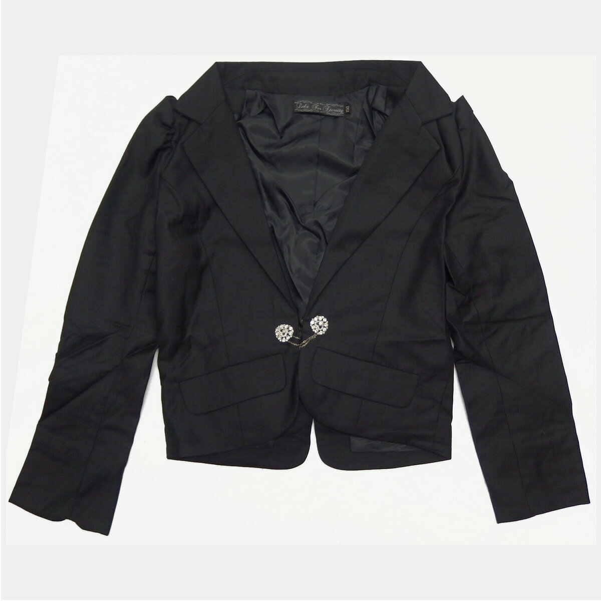 韓国 子供服 ラブフォーエタニティ LOVE FOR ETERNITY ビジューボタン付き ジャケット 単品 スーツ 女の子 150cm ブラック 3033