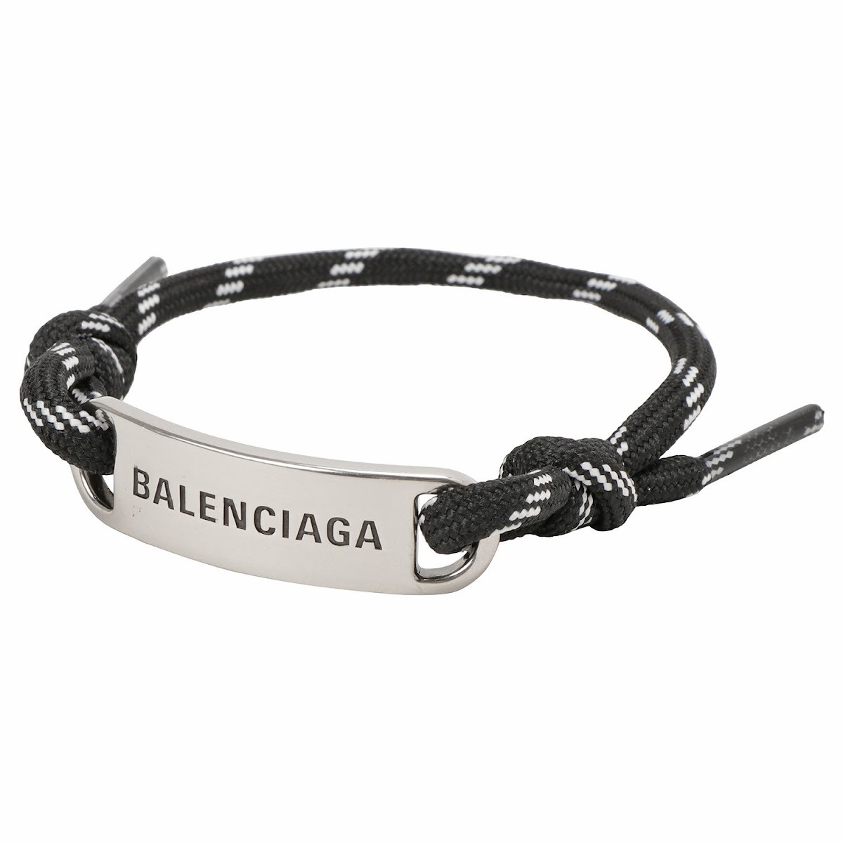 バレンシアガ BALENCIAGA ブレスレット 656418 TZX4S 1766 レディース ブラック PLATE ロゴプレート コード