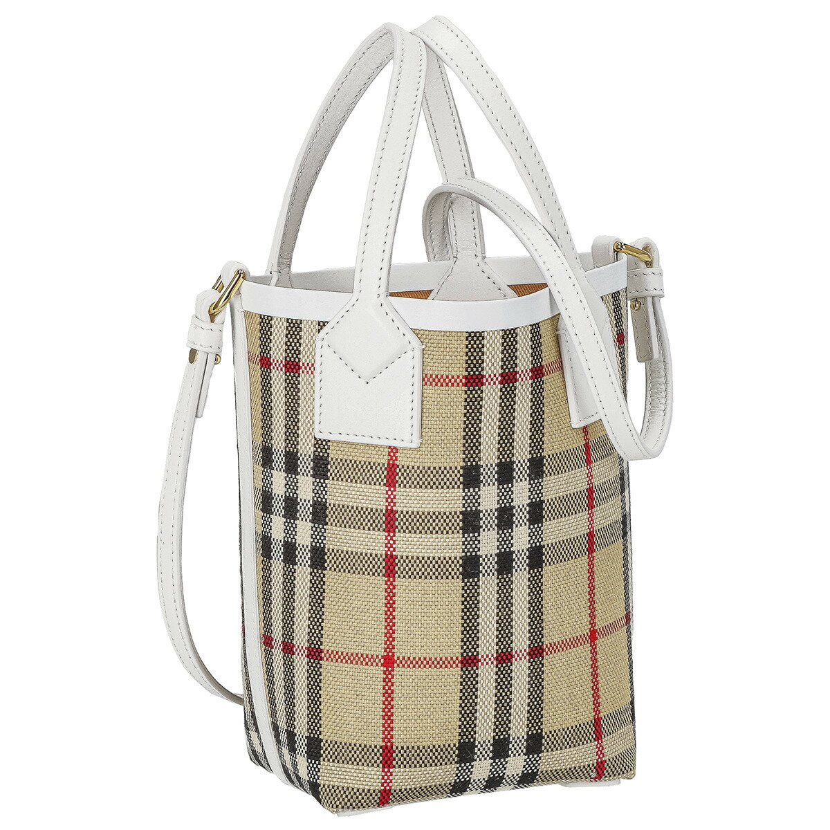 バーバリー トートバッグ（レディース） バーバリー BURBERRY 2WAYバッグ ハンドバッグ トートバッグ 手提げ ショルダーバッグ 肩掛けバッグ 斜めがけバッグ 8072348 A1464 レディース ホワイト+ベージュ系マルチ