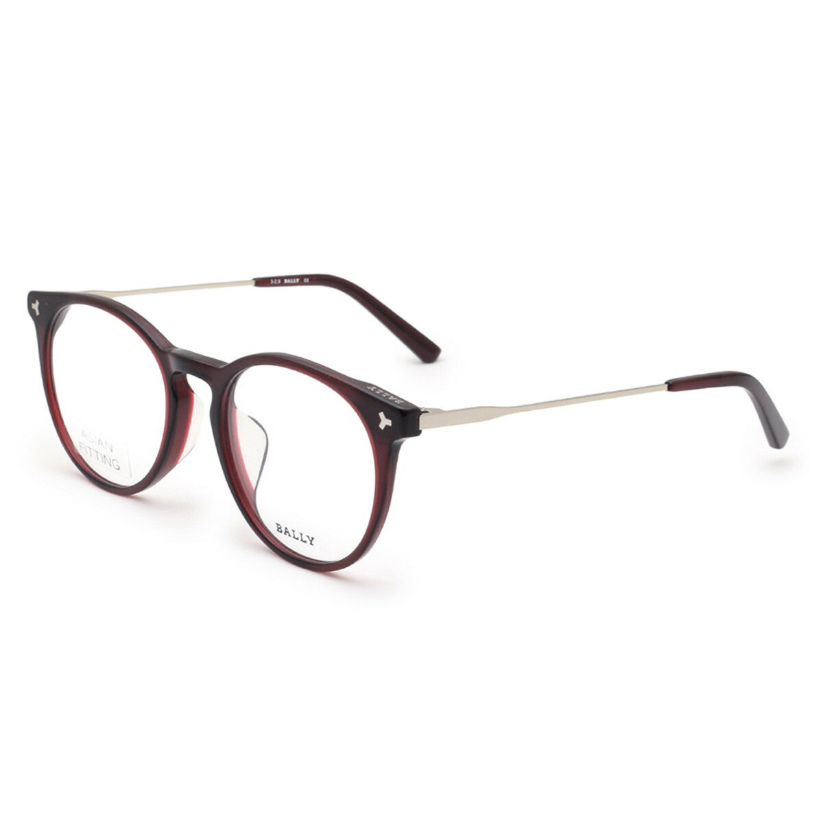 バリー BALLY フレーム メガネ 眼鏡 フレームのみ アジアンフィット BY5026D/V-066-52 アイウェア EYEWEAR ラウンド型 オプティカルフレーム レディース バーガンディ+シルバー