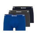 ヒューゴ・ボス HUGO BOSS ボクサーパンツ 綿 3枚セット 下着 前閉じ アンダーウェア パンツ 50475274 487 メンズ ブラック+グレー+ブ...