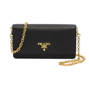 プラダ PRADA 財布 バッグ SAFFIANO LEATHER WALLET CHAIN サフィアーノ レザー ウォレット チェーン 1DH006QWA チェーンウォレット 斜めがけバッグ ミニショルダー 長財布 F0002 NERO ブラック