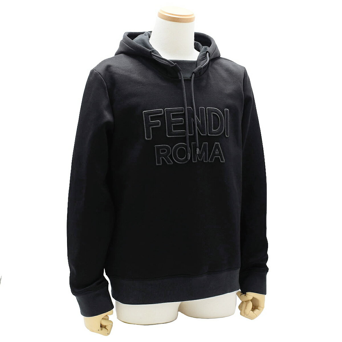 フェンディ FENDI パーカー FY1097 AI01 F0QA1 FELPA P.S. JERSEY FENDI PIPING 刺繍 ロゴ トップス フーディ スウェット プルオーバー NERO ブラック