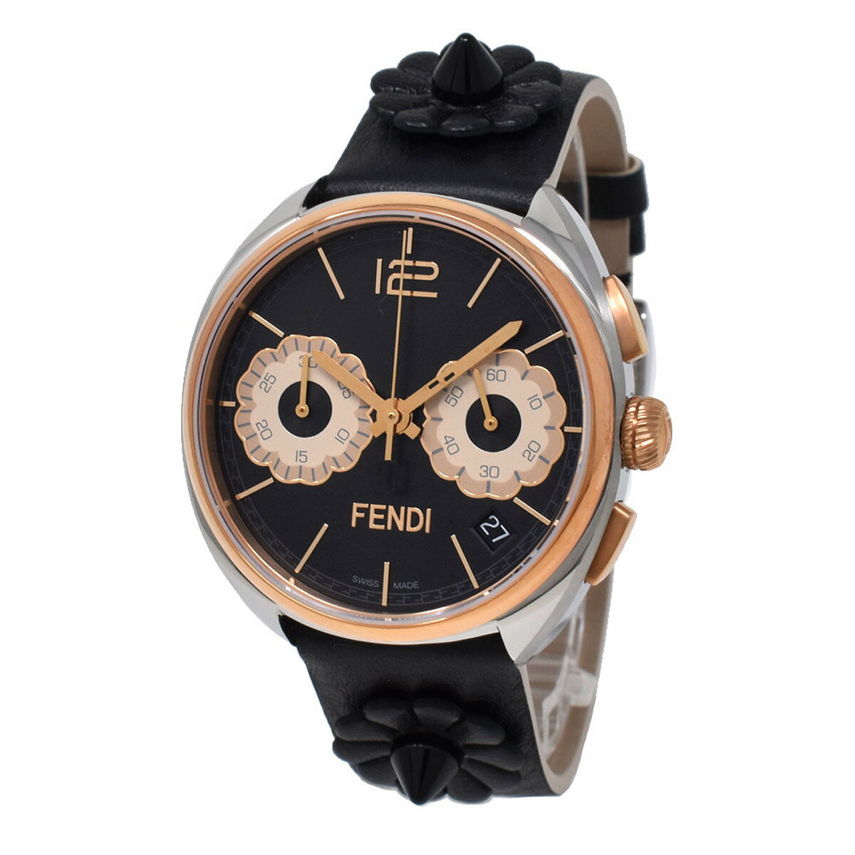 フェンディ フェンディ FENDI 腕時計 F235211411 MOMENTO FLOWERLAND CHRONOGRAPH WATCH モーメント フラワーランド クロノグラフ ウォッチ レディース ブラック