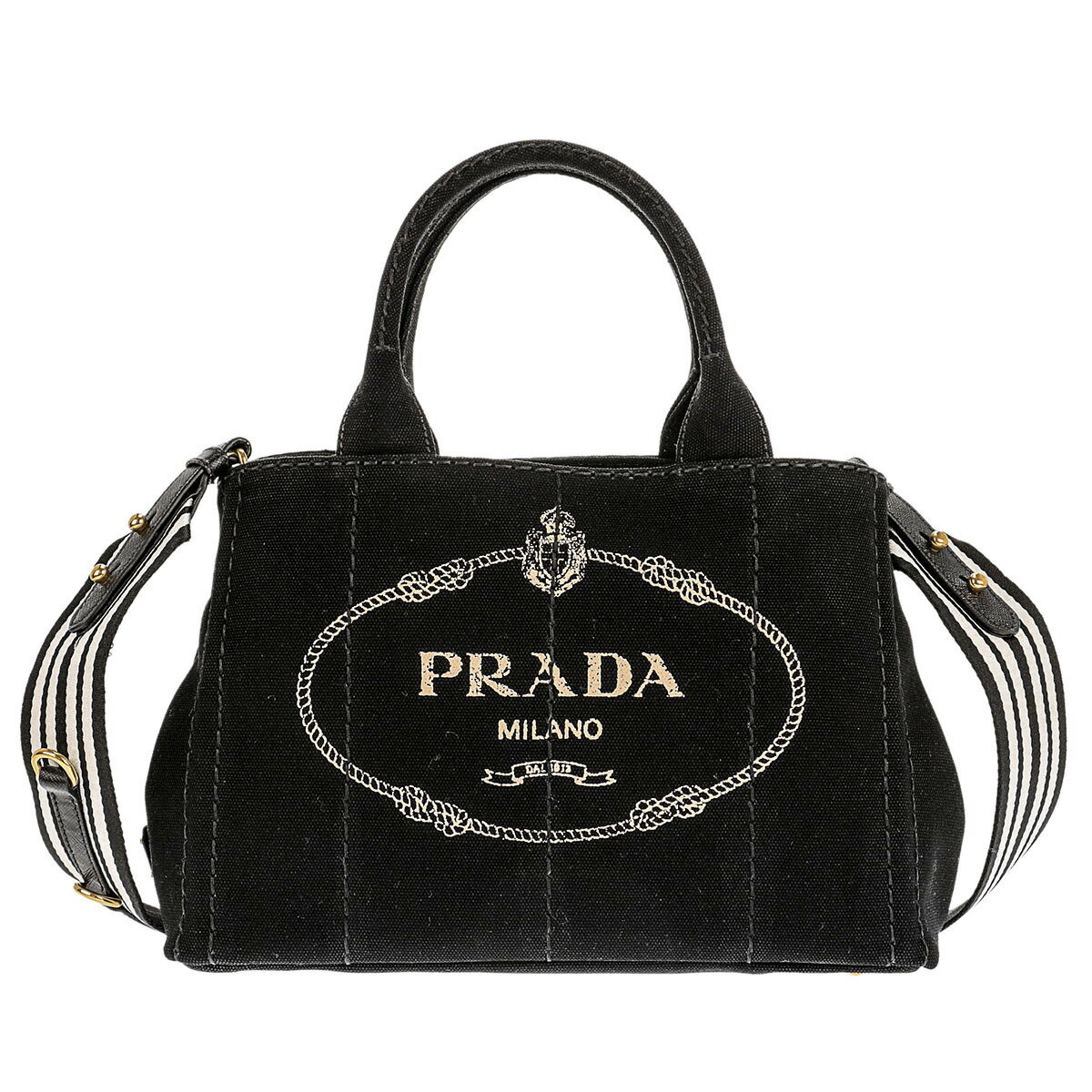 プラダ PRADA バッグ 2way ハンドバッグ トートバッグ 手提げ ショルダーバッグ 斜め掛けバッグ 1BG439CANAPAROO-NE_TA レディース ブラック +タルコホワイト