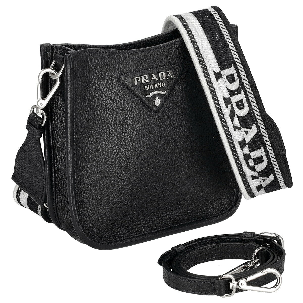 プラダ PRADA バッグ ショルダーバッグ レザー トライアングルロゴ 斜めがけショルダーバッグ 1BH191 V/DAINO SOFT 3OO/NER レディース メンズ ブラック