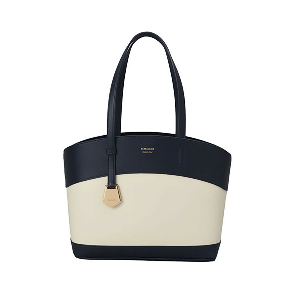 フェラガモ ハンドバッグ フェラガモ Ferragamo バッグ トートバッグ ハンドバッグ 216797 772001 TOTE ENTRY S MIDNIGHT/MASCARPONE ネイビー+ホワイト系