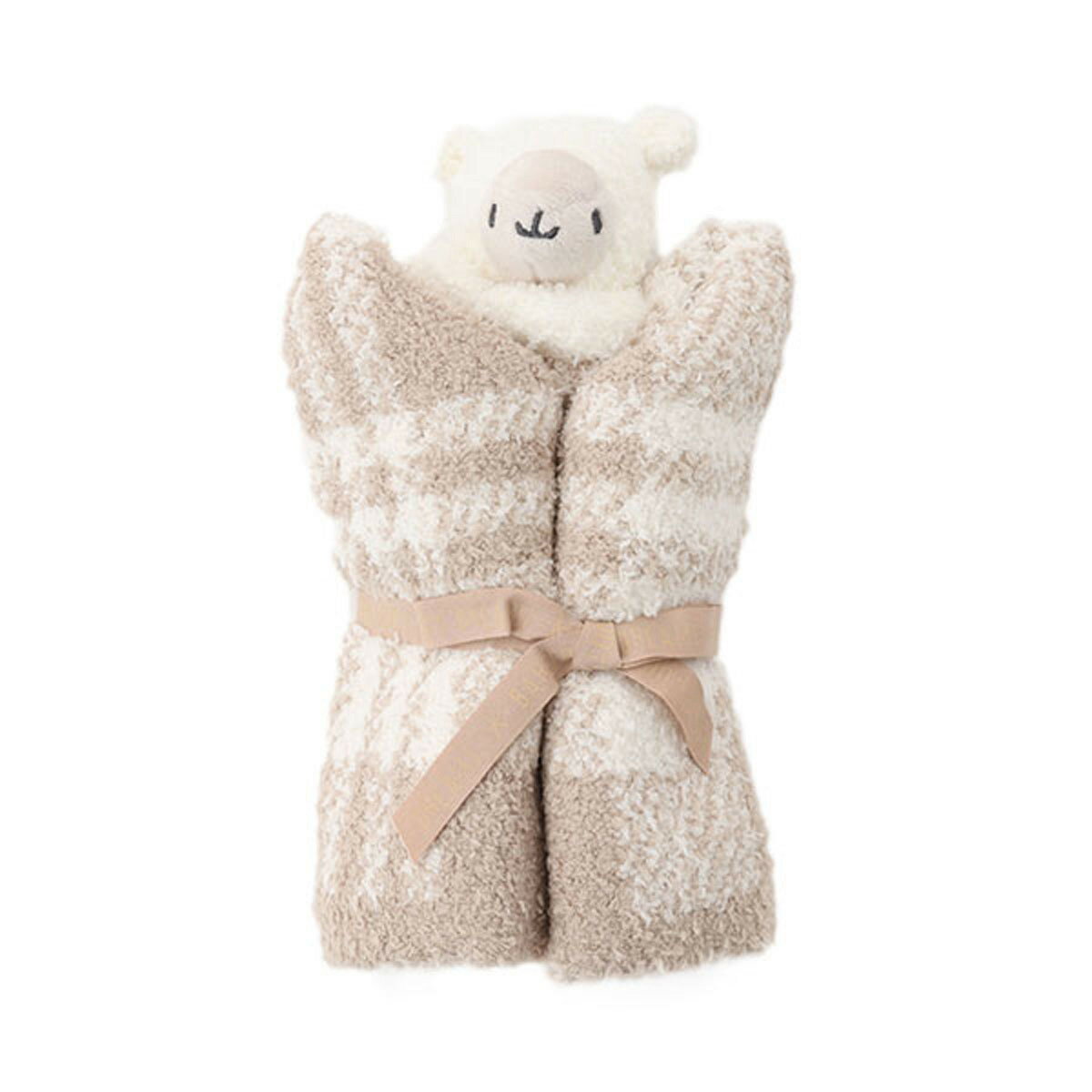 ベアフットドリームズ BAREFOOT DREAMS ベビー用 ブランケット ひざ掛け BDBCC21562 CREAM/TAN クリーム タン COZYCHIC PLAID LAMB DREAM BUDDIE コージーシック ベージュ+ホワイト系