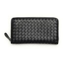 ボッテガ・ヴェネタ 財布（メンズ） ボッテガヴェネタ BOTTEGA VENETA 275064 V001N 1000 イントレチャート ナッパ ジップアラウンドウォレット 長財布 ラウンドファスナー 小銭入れ付き コインケース付き ブラック 黒 ネロ 本革 革 ボッテガヴェネタ 275064 ナッパ 小銭入れ付き クリスマス 父の日プレゼント