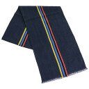 ポールスミス Paul Smith ATPC454D S842 47 MEN SCARF CENTRAL STRIPE シルク混ウール メンズ スカーフ セントラル ストライプ マフラー ネイビー