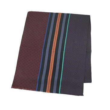 ポールスミス Paul Smith M1A 366E AS22 28 MIXED PANEL JACQUARD SCARF ミクスト パネル ジャカード スカーフ ウール シルク 混紡 マフラー BURGUNDY バーガンディ＋パープル＋マルチカラーストライプ