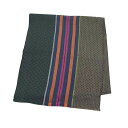 ポールスミス Paul Smith M1A 366E AS22 37 MIXED PANEL JACQUARD SCARF ミクスト パネル ジャカード スカーフ ウール シルク 混紡 マフラー GREEN グリーン＋ブラウン系＋マルチカラーストライプ