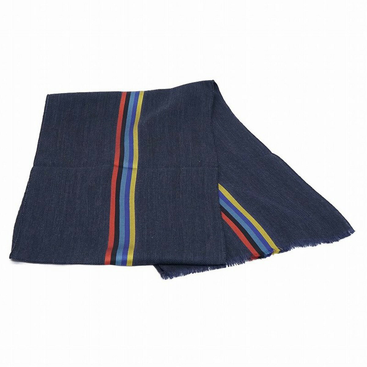 ポール・スミス 【楽天スーパーSALE対象商品】ポールスミス Paul Smith マフラー SCARF CENTRAL STRIPE M1A 454D AS22 メンズ ウール シルク ストール NAVY ネイビー＋マルチカラーストライプ