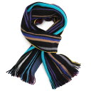 ポール・スミス ポールスミス PAUL SMITH マフラー M1A 810E AS10 79 MEN SCARF LIONEL REV メンズ ウール ストライプ リバーシブル スカーフ BLACK ブラック＋マルチストライプ