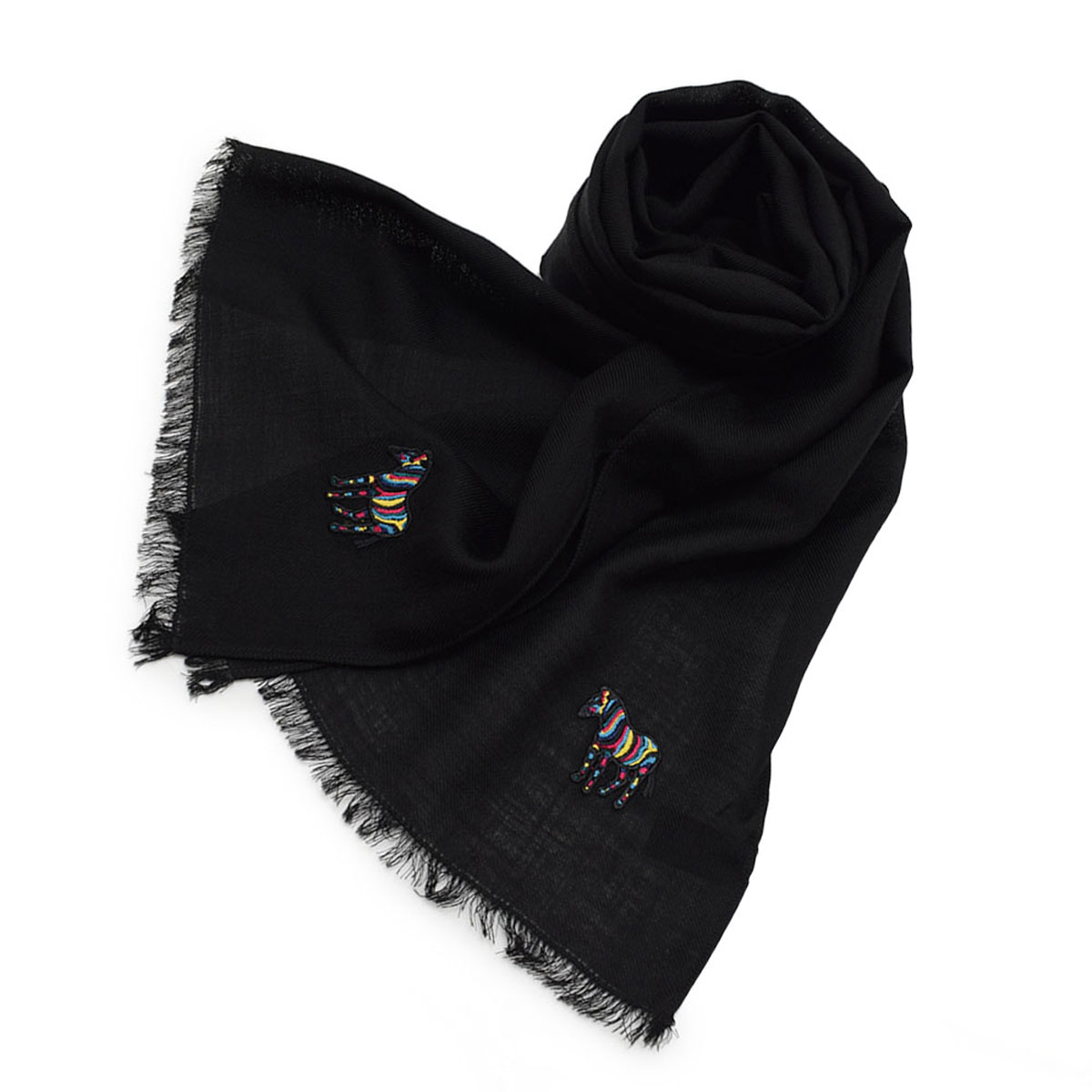 ポールスミス マフラー（メンズ） ポールスミス PAUL SMITH スカーフ M2A 690E AS04 79 MEN SCARF ZEBRA EMB ゼブラ エンブ マフラー ウール ストール メンズ ブラック