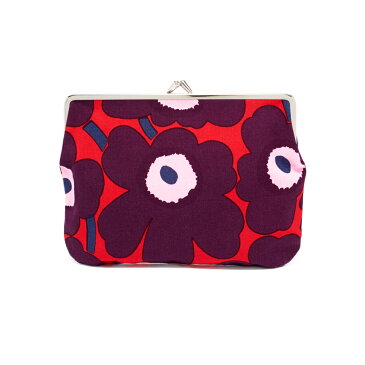 マリメッコ marimekko がま口 ポーチ 化粧ポーチ マルチポーチ 小物入れ 046702 346 PUOLIKAS KUKKARO MINI POUCH UNIKKO ウニッコ柄レッド系マルチ