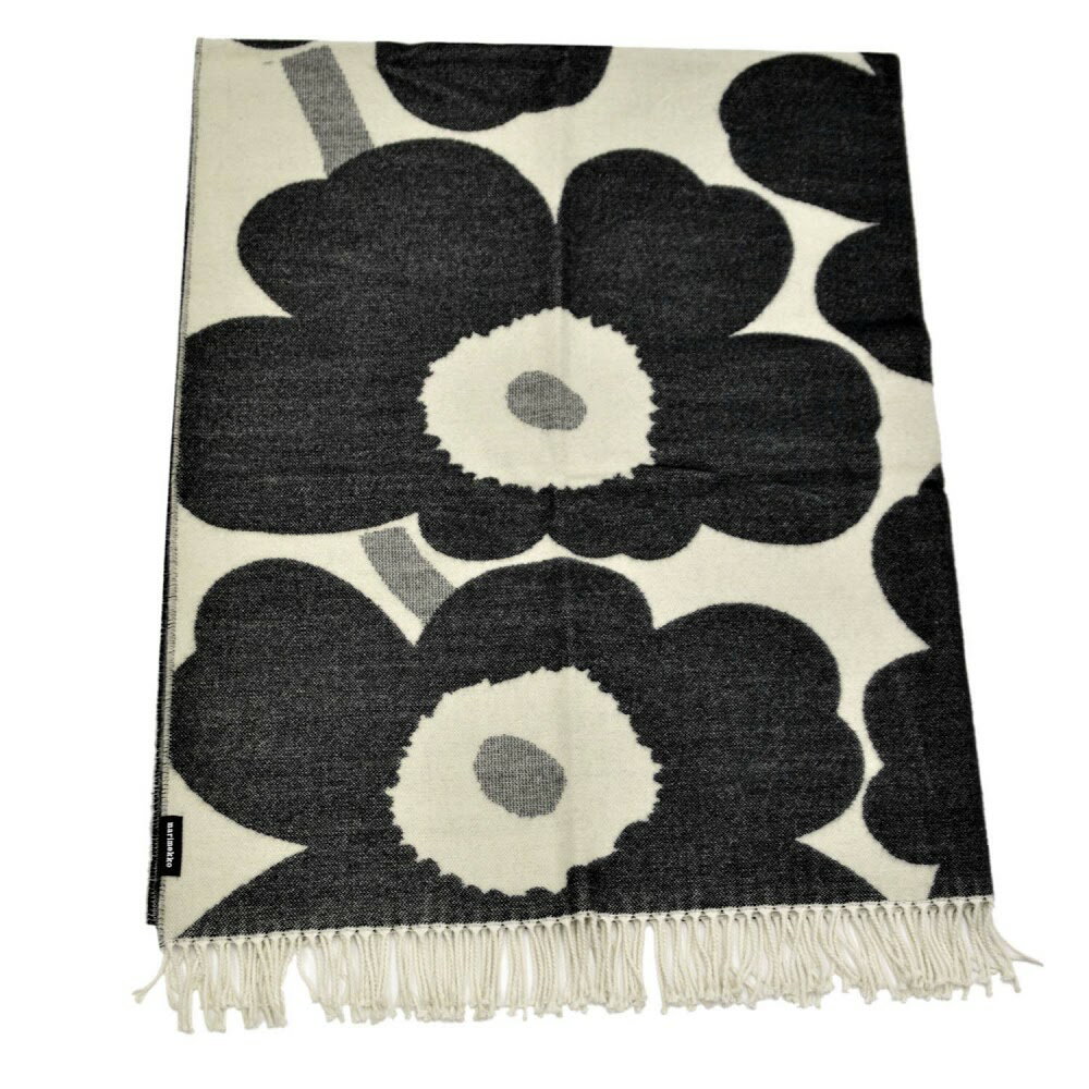 マリメッコ marimekko ブランケット 068994 190 UNIKKO BLANKET ウニッコ white/black ウニッコ柄ホワイト+ブラック