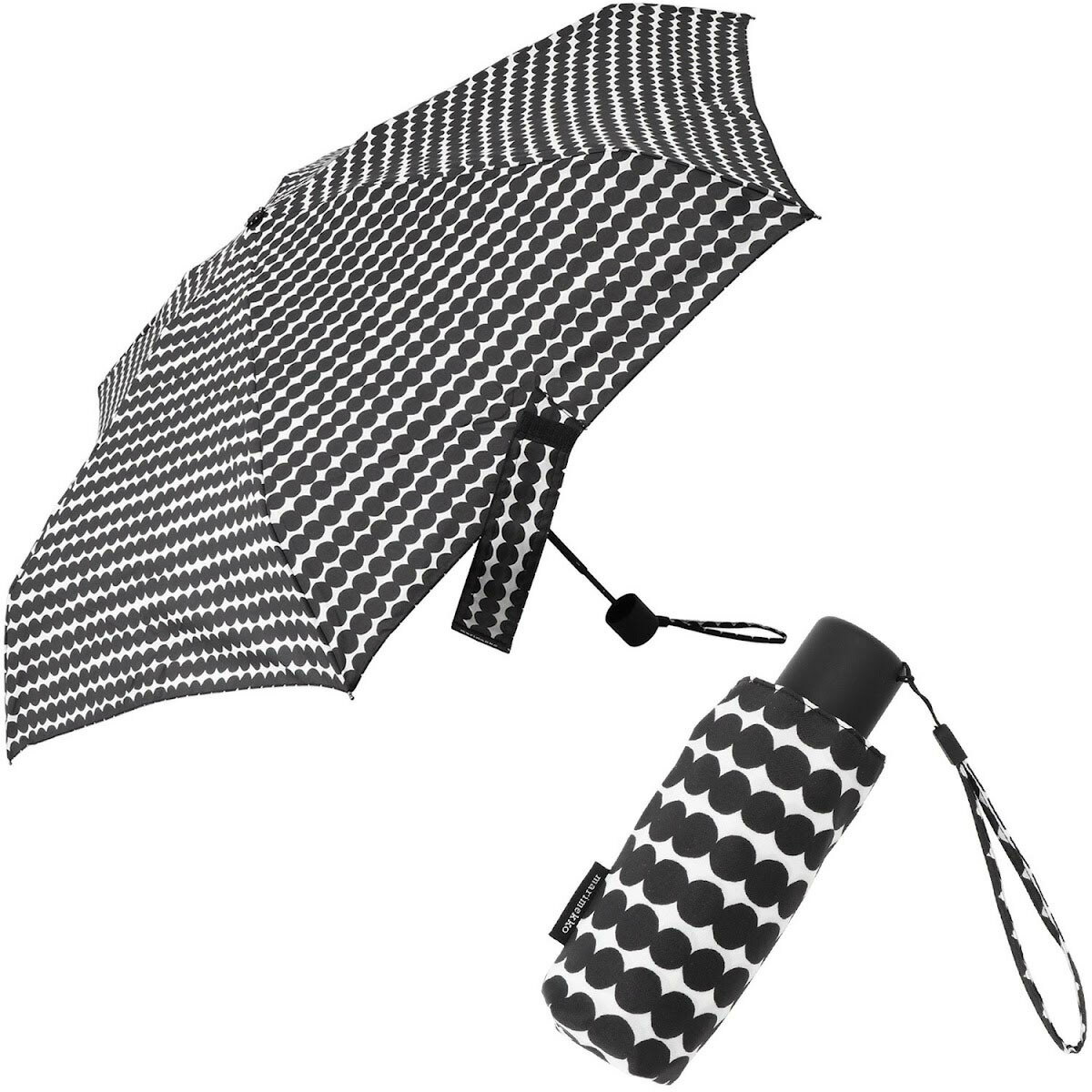 マリメッコ  マリメッコ marimekko 折りたたみ傘 傘 雨傘 折り畳み 048860 190 ummm00103l MINI MANUAL UMBRELLA ミニ マニュアル アンブレラ Rasymatto ホワイト+ブラック 北欧