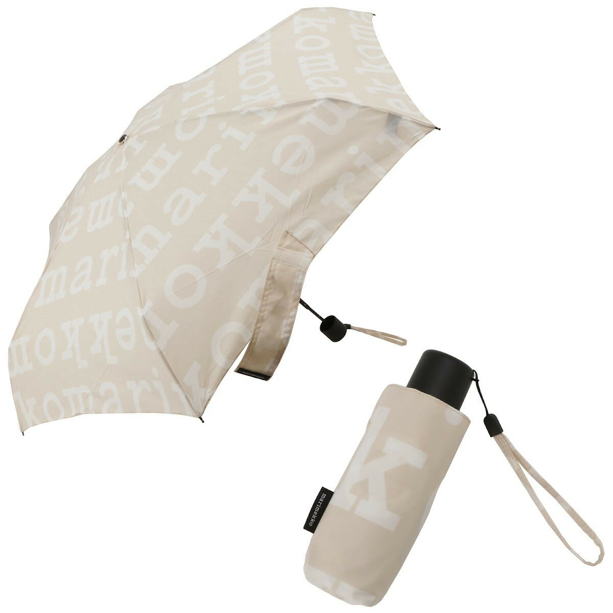 マリメッコ  マリメッコ marimekko 折りたたみ傘 傘 雨傘 折り畳み 049561 810 ummm00105l MINI MANUAL UMBRELLA ミニ マニュアル アンブレラ Marilogo ベージュ+オフホワイト系 北欧