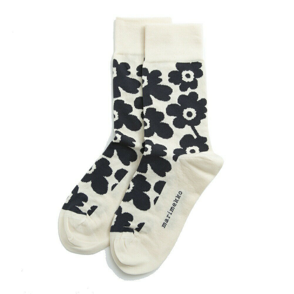 マリメッコ marimekko 靴下 くつ下 ソックス レディース 091024 199 ショート丈 KIRMAILLA UNIKKO SOCKS キルマイラ ウニッコ ソックス OFF WHITE/BLACK オフホワイト+ブラック