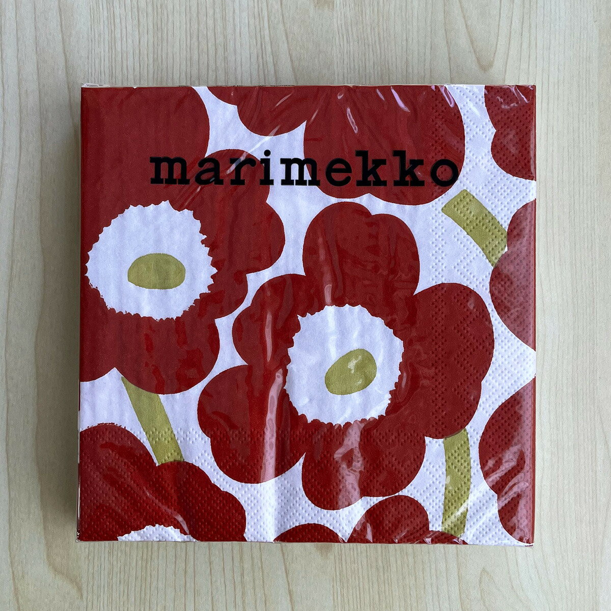 マリメッコ marimekko ペーパーナプキン 紙ナプキン ランチサイズ 20枚 552615 UNIKKO ウニッコ dark red gold ホワイト+ダークレッド系 北欧