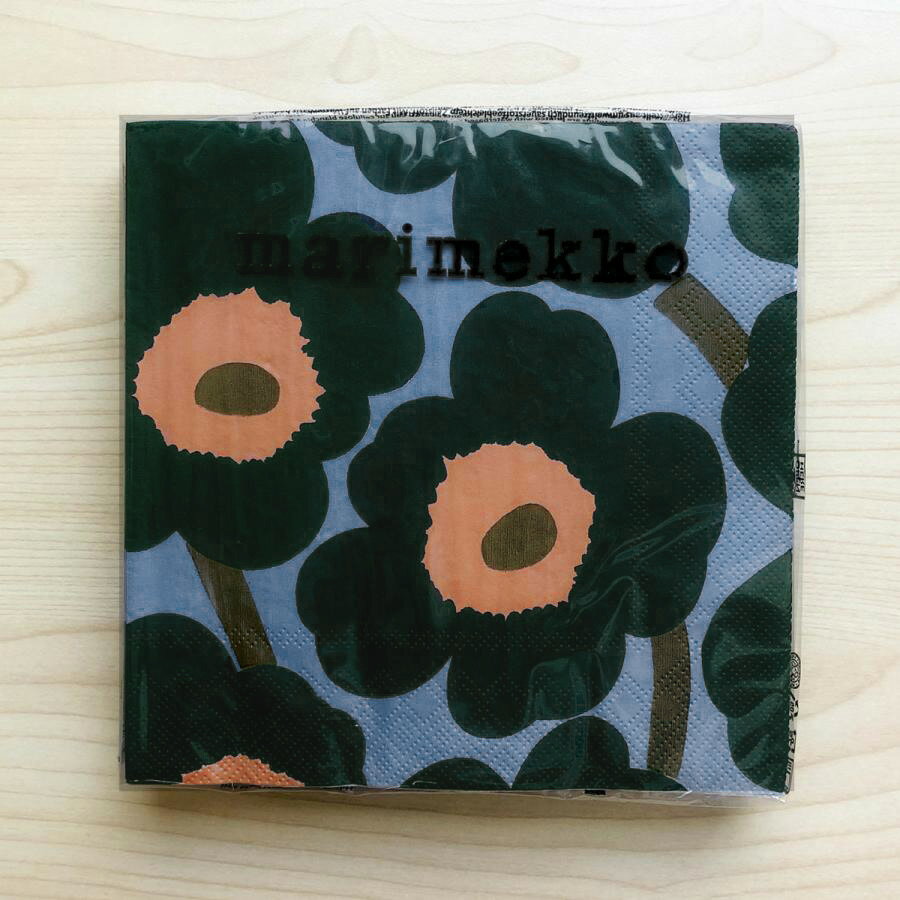 【楽天スーパーSALE対象商品】マリメッコ marimekko ペーパーナプキン 紙ナプキン ランチサイズ 20枚 552624 UNIKKO ウニッコ green blue ブルー+ダークグリーン系