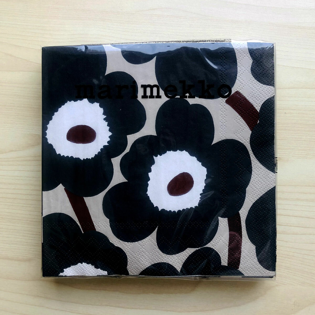 【楽天スーパーSALE対象商品】マリメッコ marimekko ペーパーナプキン 紙ナプキン ランチサイズ 20枚 552646 UNIKKO ウニッコ blue linen ライトグレージュ+ダークネイビー系