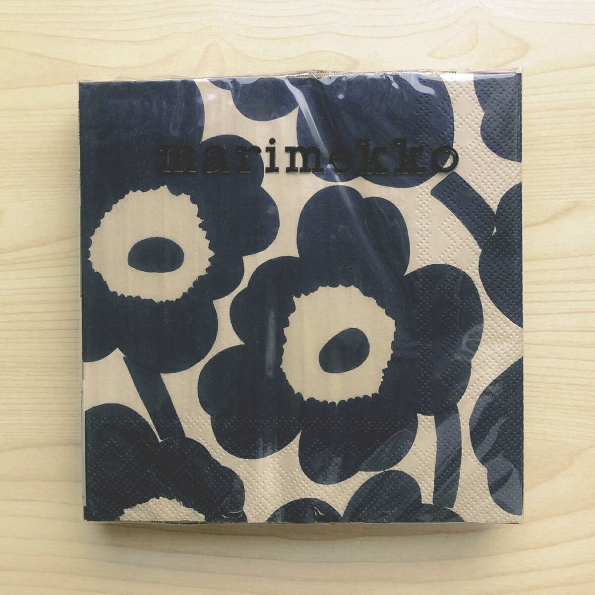 マリメッコ marimekko ペーパーナプキン 紙ナプキン ランチサイズ 20枚 552664 UNIKKO ウニッコ linen blue ライトグレージュ+ダークネイビー系