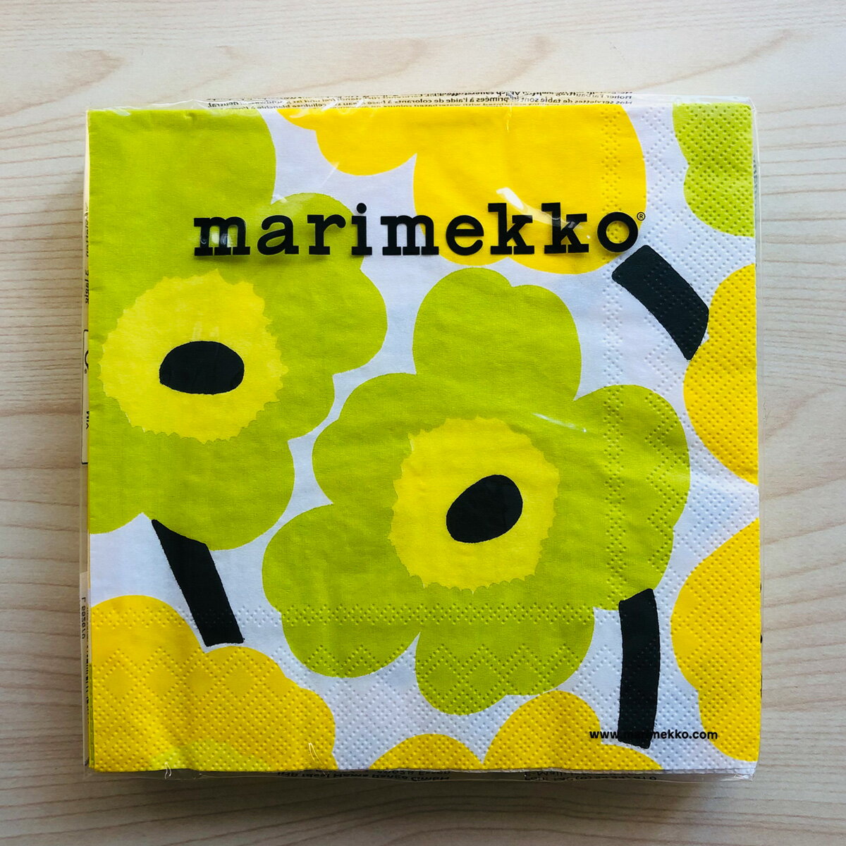 マリメッコ marimekko ペーパーナプキン 紙ナプキン ランチサイズ 20枚 552670 UNIKKO ウニッコ yellow イエロー+ライトグリーン
