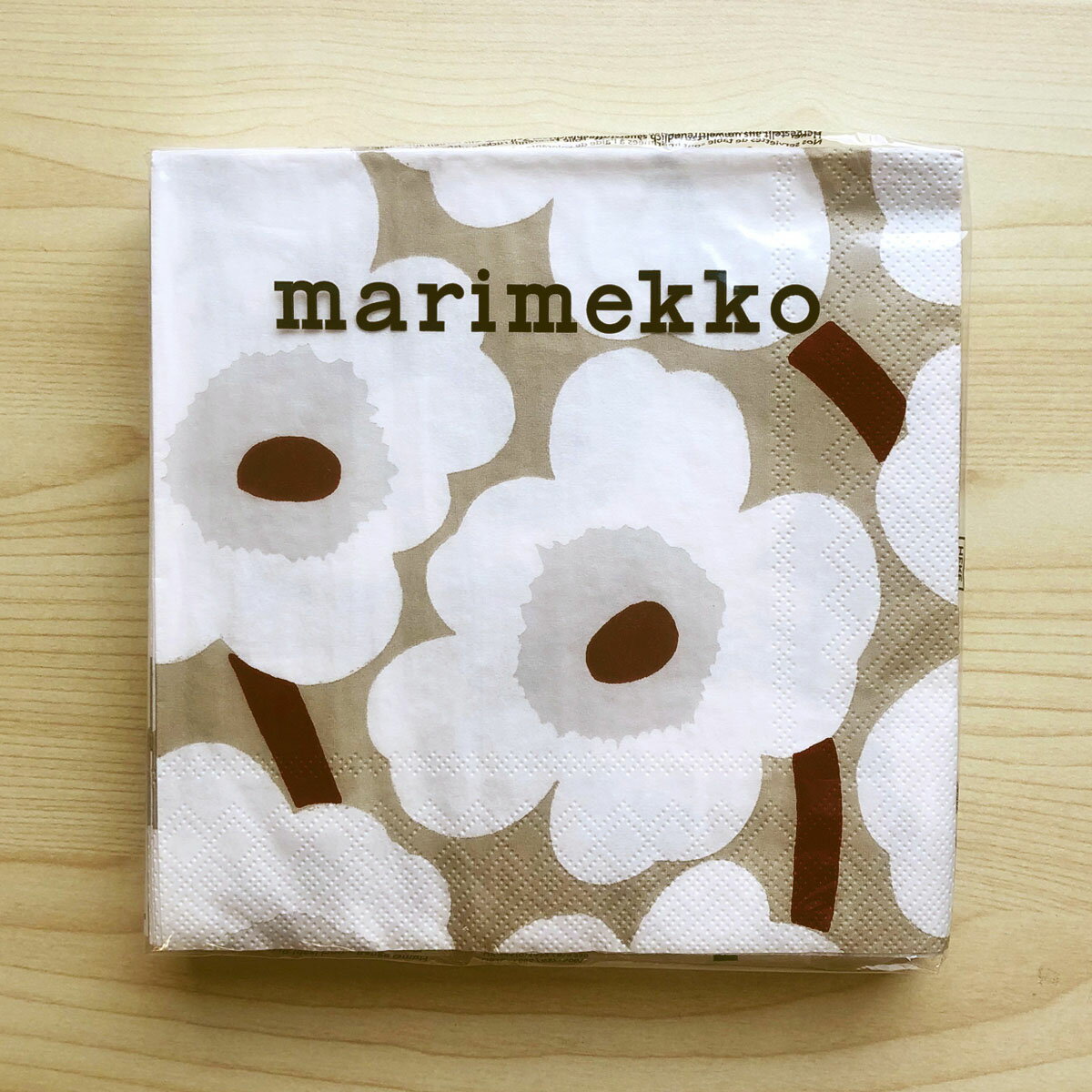 マリメッコ marimekko ペーパーナプキン 紙ナプキン ランチサイズ 20枚 552696 UNIKKO ウニッコ white linen ライトグレージュ+ホワイト系