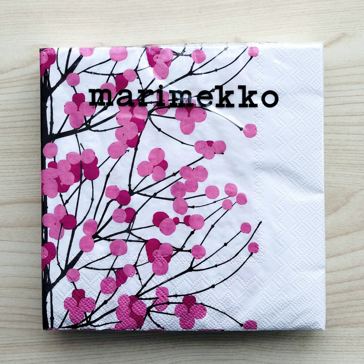 マリメッコ marimekko ペーパーナプキン 紙ナプキン ランチサイズ 20枚 552995 LUMIMARJA ルミマルヤ white pink ホワイト+ピンク