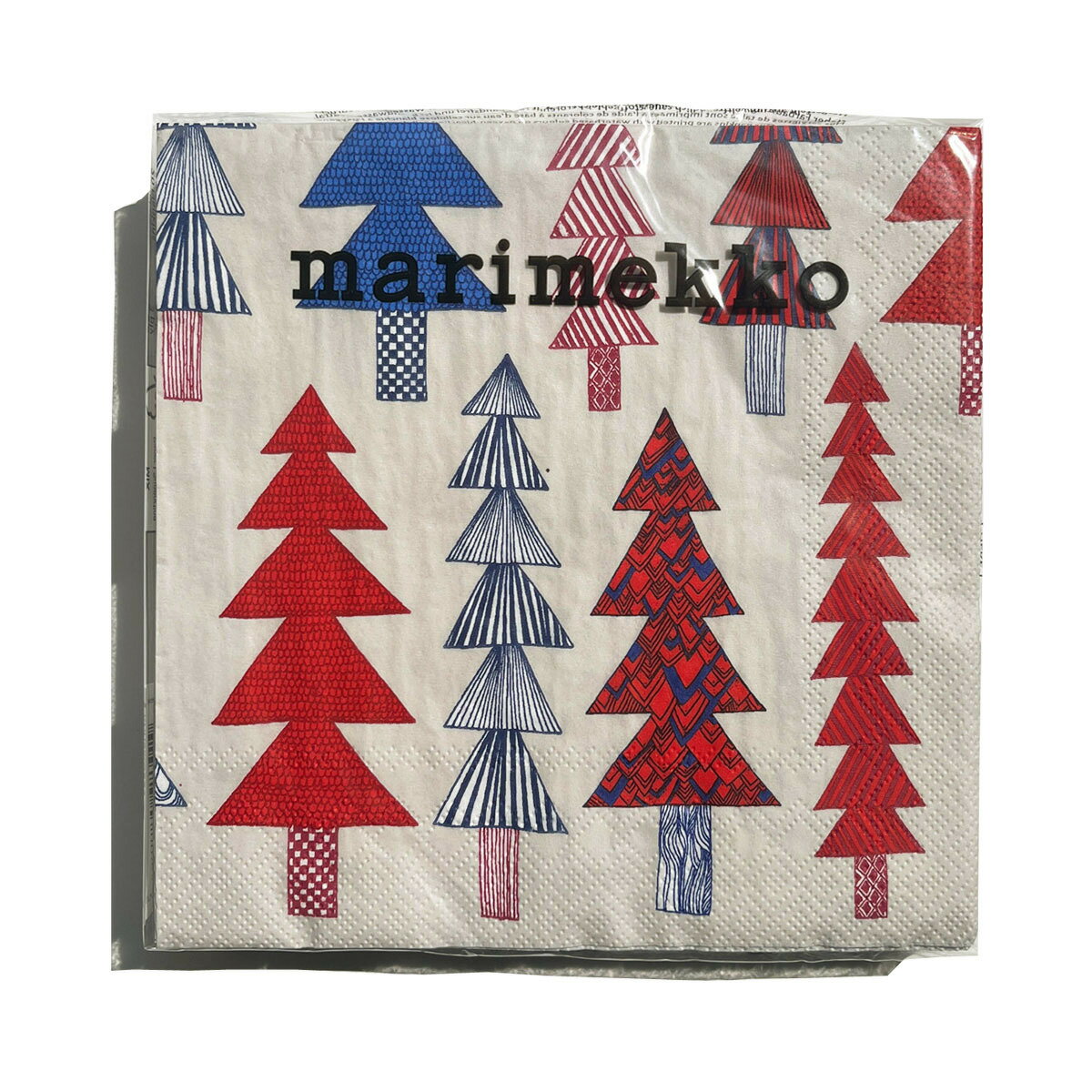 マリメッコ marimekko ペーパーナプキン 紙ナプキン ランチサイズ ihr 20枚 565710 KUUSIKOSSA クーシコッサ red レッド+ブルー系マルチ 北欧