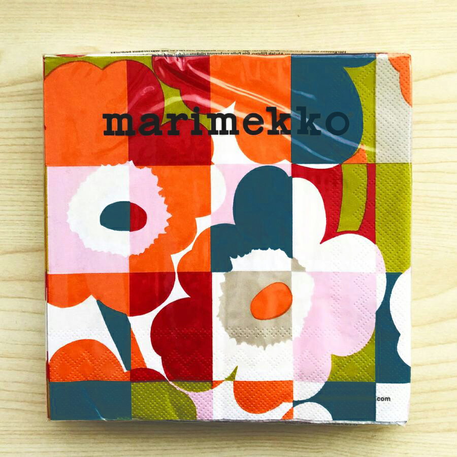 【楽天スーパーSALE対象商品】マリメッコ marimekko ペーパーナプキン 紙ナプキン ランチサイズ 20枚 589017 MINI RUUTU UNIKKO ミニ ルートゥ ウニッコ orange マルチカラー