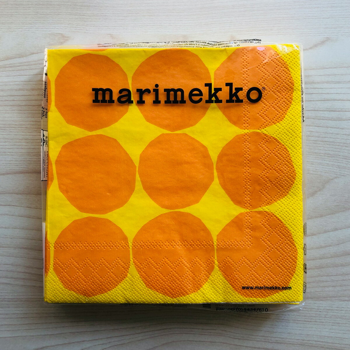 マリメッコ marimekko ペーパーナプキン 紙ナプキン ランチサイズ 20枚 606470 KIVET キヴェット yellow ドット イエロー+オレンジ