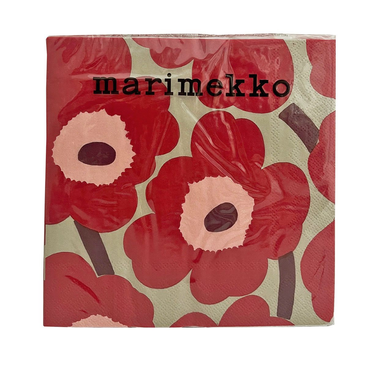 マリメッコ marimekko ペーパーナプキン 紙ナプキン ランチサイズ ihr 20枚 552616 UNIKKO ウニッコ red linen レッド+ベージュ系 北欧