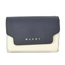 マルニ MARNI 三つ折り財布 PFMOW02U23 LV520 Z564N TRIFOLD WALLET 小銭入れ付き ミニ財布 レディース ネイビー系+オフホワイト系+ベージュ系