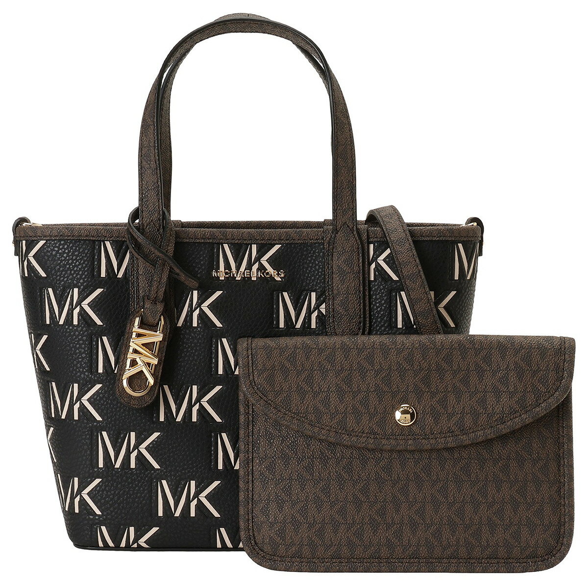 フェンディ 革トートバッグ レディース マイケルコース Michael Kors バッグ トートバッグ 2WAY ショルダーバッグ 肩掛けバッグ ポーチ セット 30F3GZAT0L 292 BROWN/BLK bbmk00446l レディース ブラウン+ブラック