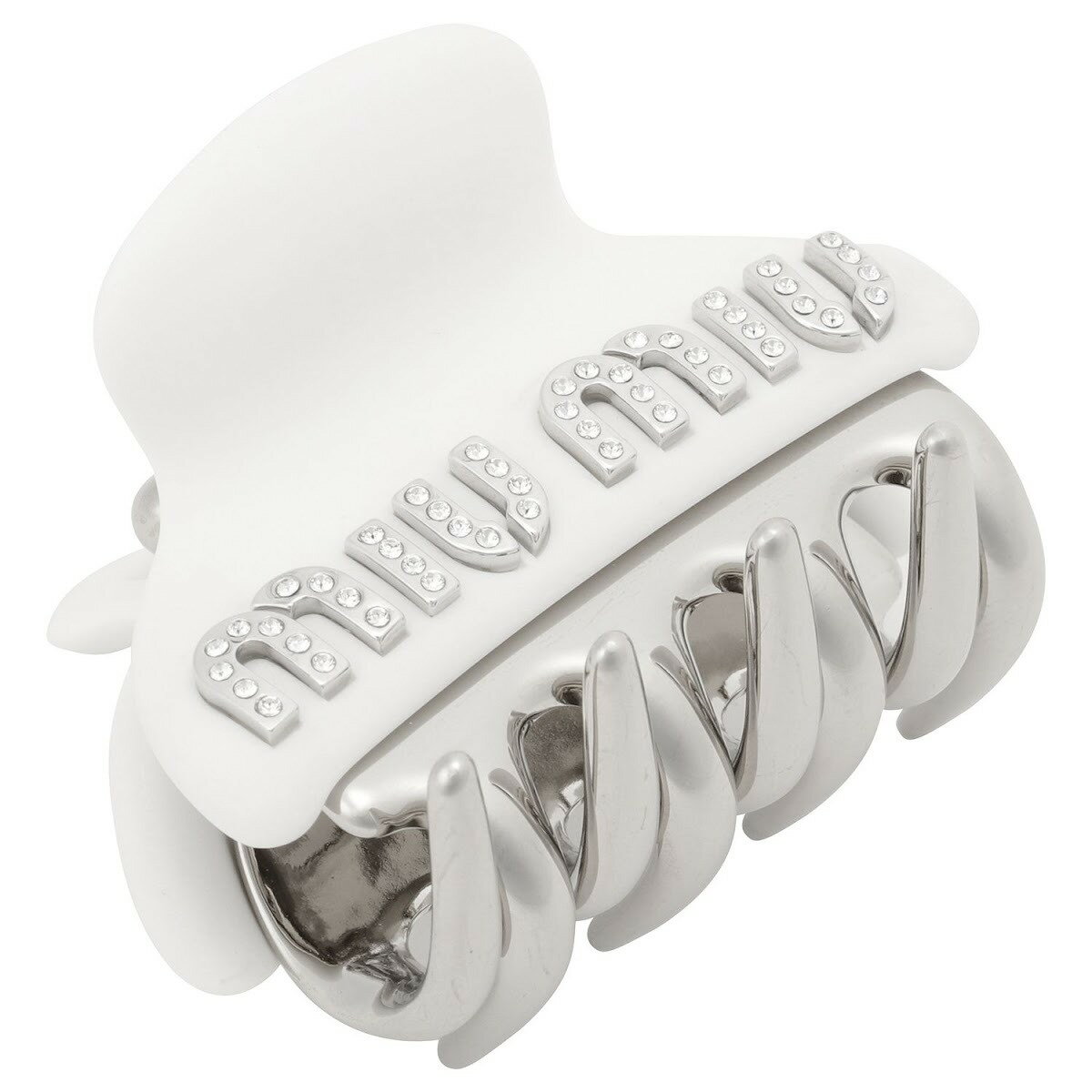 ミュウミュウ MIUMIU ヘアクリップ ヘアアクセサリー 5IF068 2F4N F0W5V レディース ロゴ クリスタル プレックス PLEX MIU CRYSTALのサムネイル