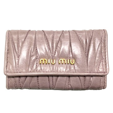 ミュウミュウ MIU MIU キーケース 5M0222 Q19 F010F 00 MATELASSE LUX マテラッセ レザー 6連キーケース MUGHETTO ピンクベージュ系